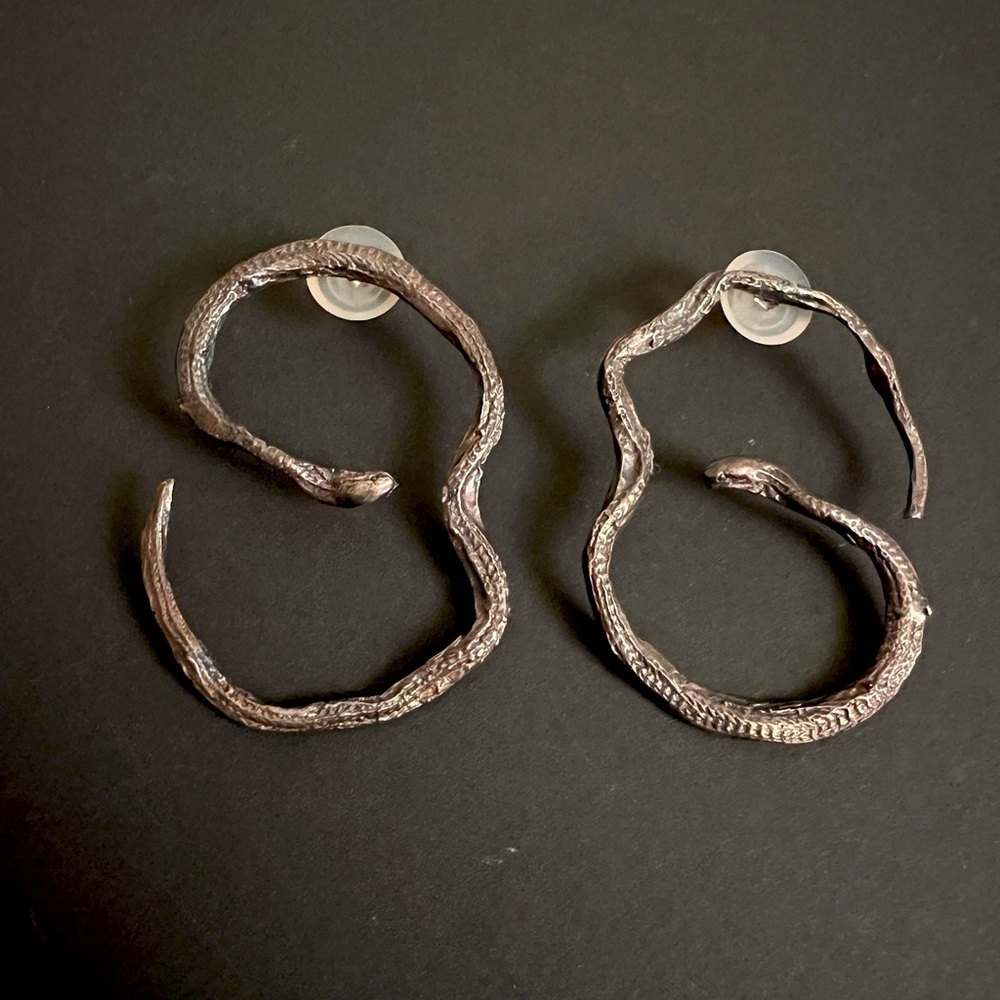 XL Sterling Silver Snake Earrings